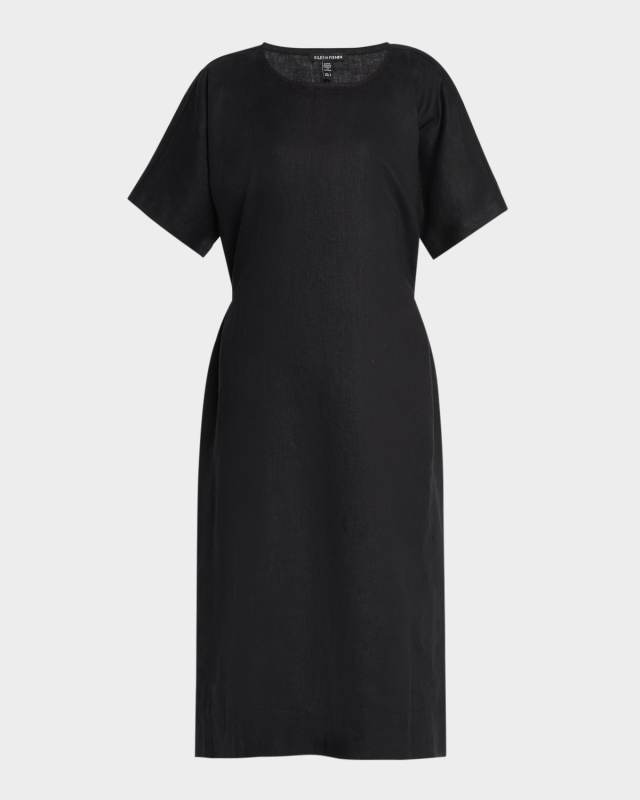 Tie-Back Organic Linen Midi Dress